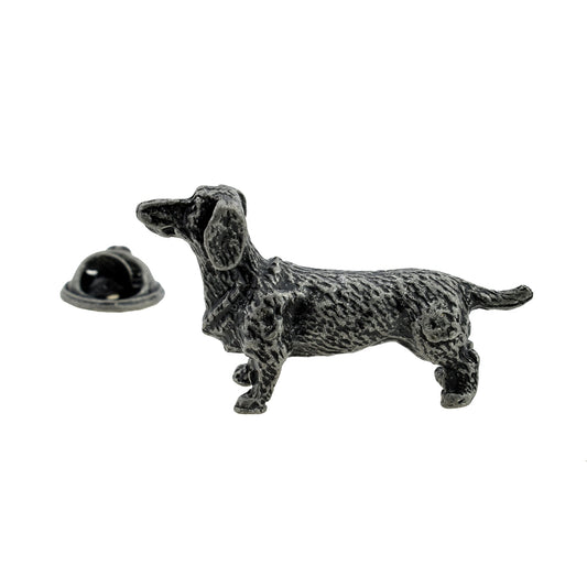 Antique Finish Pewter Dachshund Lapel Pin Badge