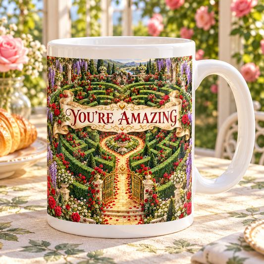 You’re Amazing — Secret Garden Heart Mug – front design