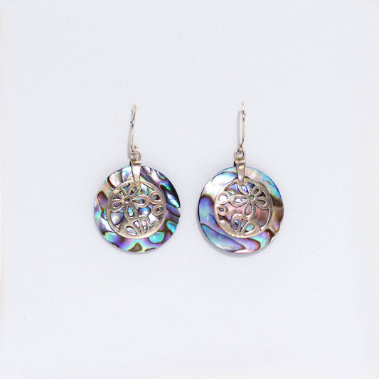 Shell and Silver Flower Earrings - Abalone