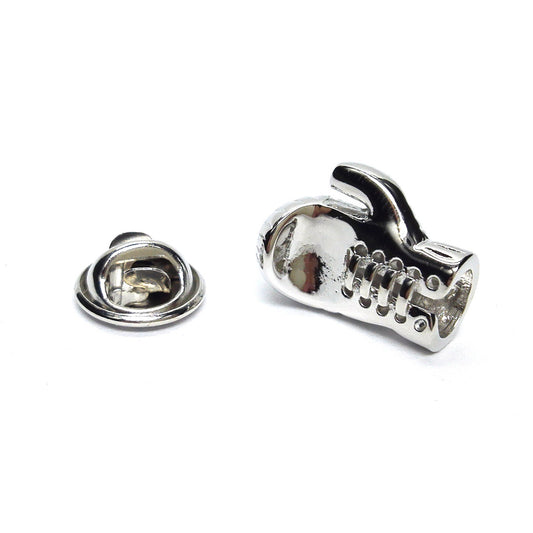 Rhodium Plated Boxing Glove Lapel Pin Badge