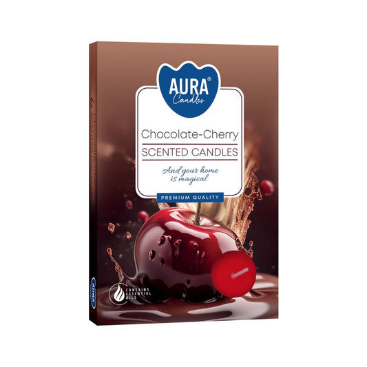 Chocolate Sour Cherry Scented Tealight Candles Pack of 6