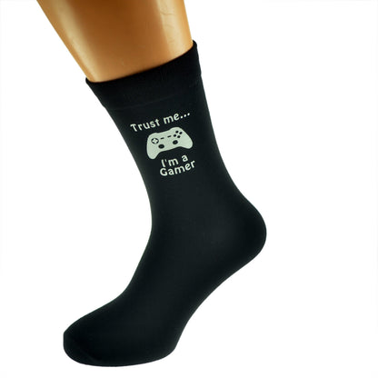 Trust Me I’m A Gamer Mens Black Socks With Image Design| Ashton and Finch