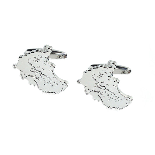 Outline Map of Greece Rhodium Plated Cufflinks | Ashton and Finch