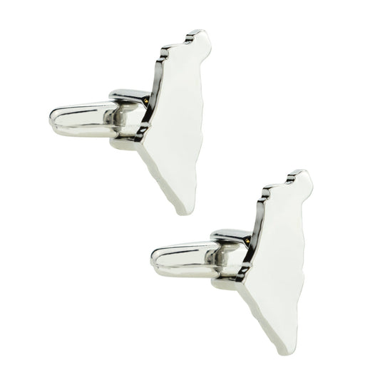 Outline Map of Israel Rhodium Plated Cufflinks | Ashton and Finch
