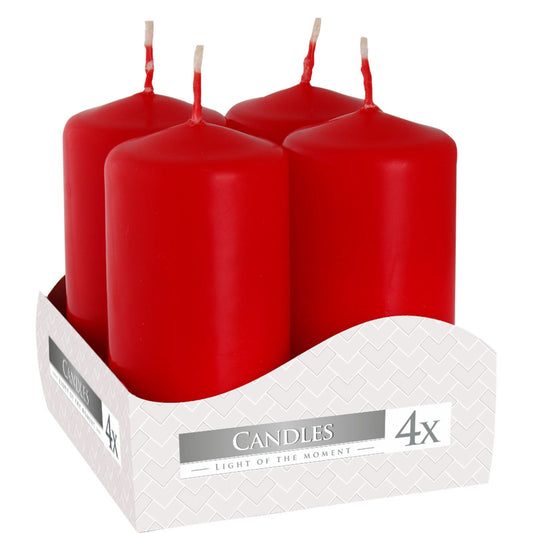 Red Pillar Candle Set – 40 x 80mm (Pack of 4)