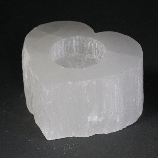 Selenite Heart-Shaped Candle Holder