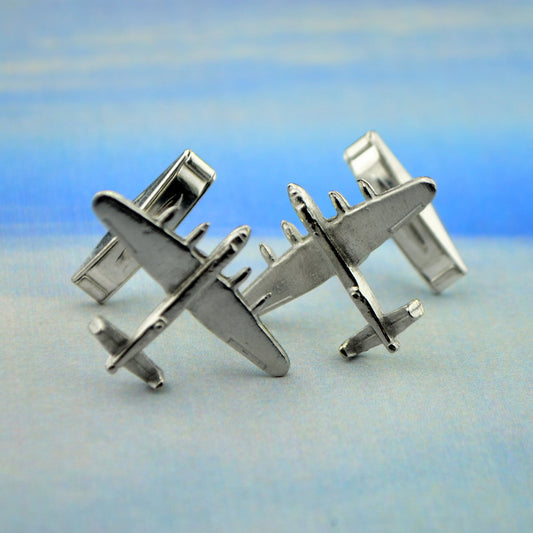 English Made Lancaster Bomber Plane Aeroplane Aircraft Pilots Pewter Cufflinks | Ashton and Finch