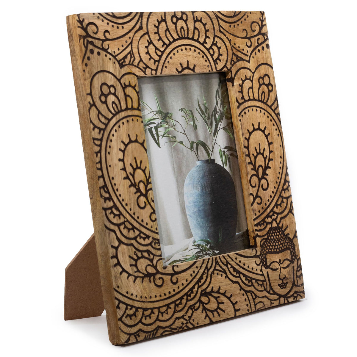 Buddha Mango Wood Photo Frame 13x18cm – Black Design