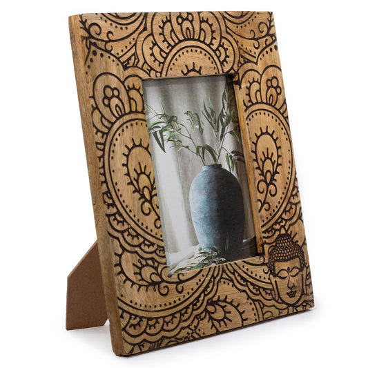 Buddha Mango Wood Photo Frame 13x18cm – Black Design