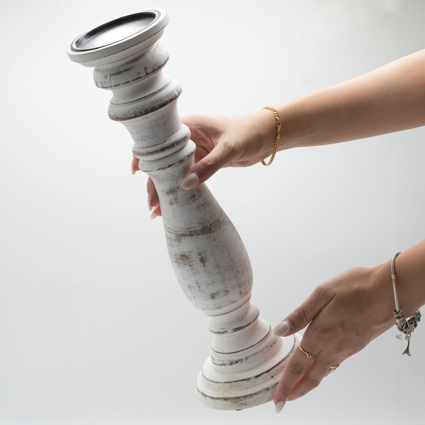 Whitewash Candle Stand – Large