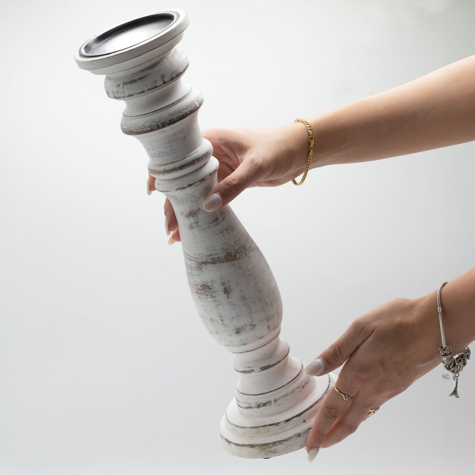 Whitewash Candle Stand – Large