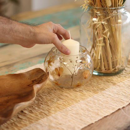 Floral Glass Candle Holder – Rosa Large Bowl (12 x 13cm)