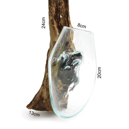 Molten Glass on Wood Hanging Bowl Wall Mounted