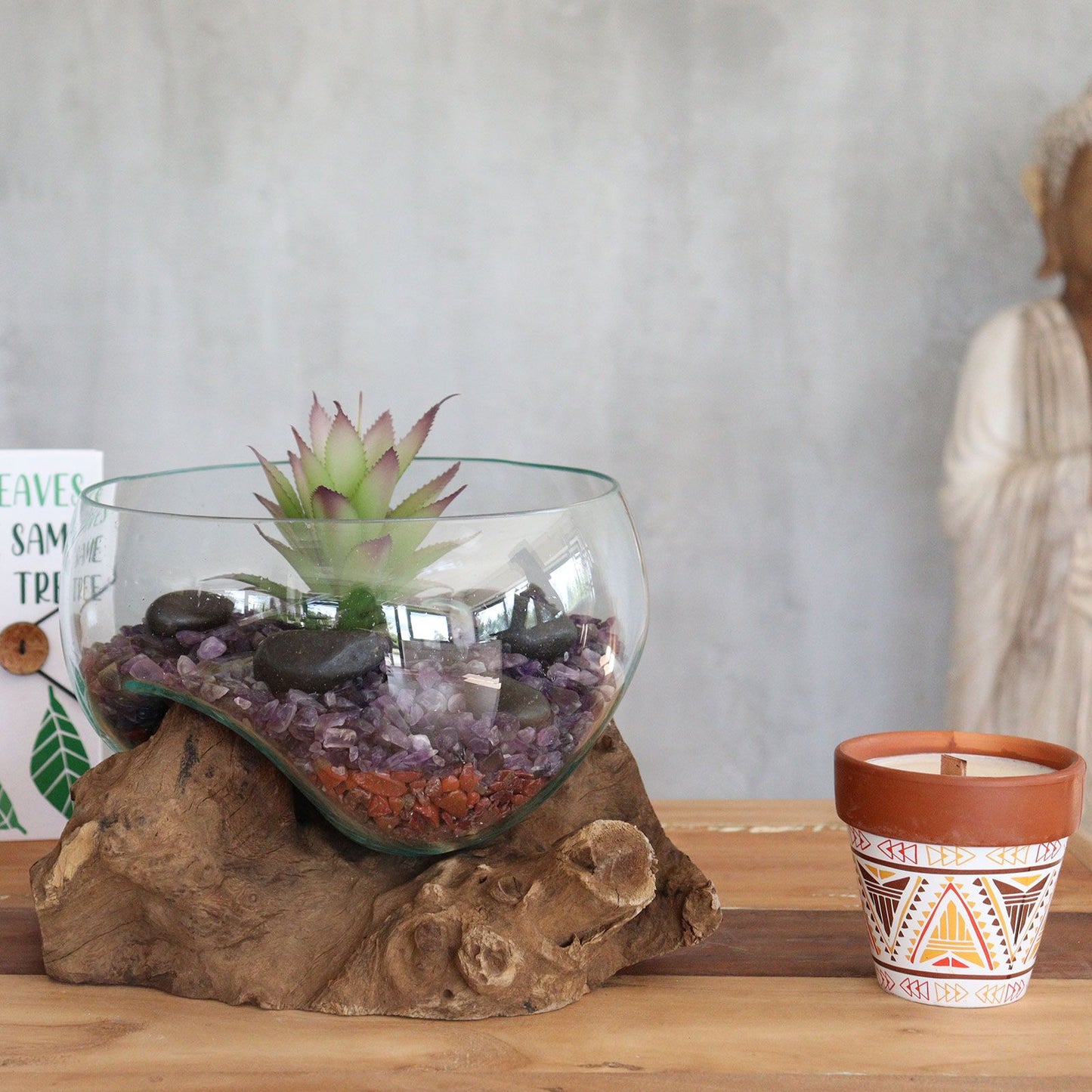 Molten Glass on Wood Open Bowl Large 20cm