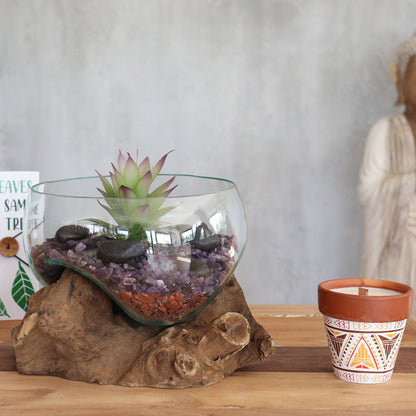 Molten Glass on Wood Open Bowl Large 20cm