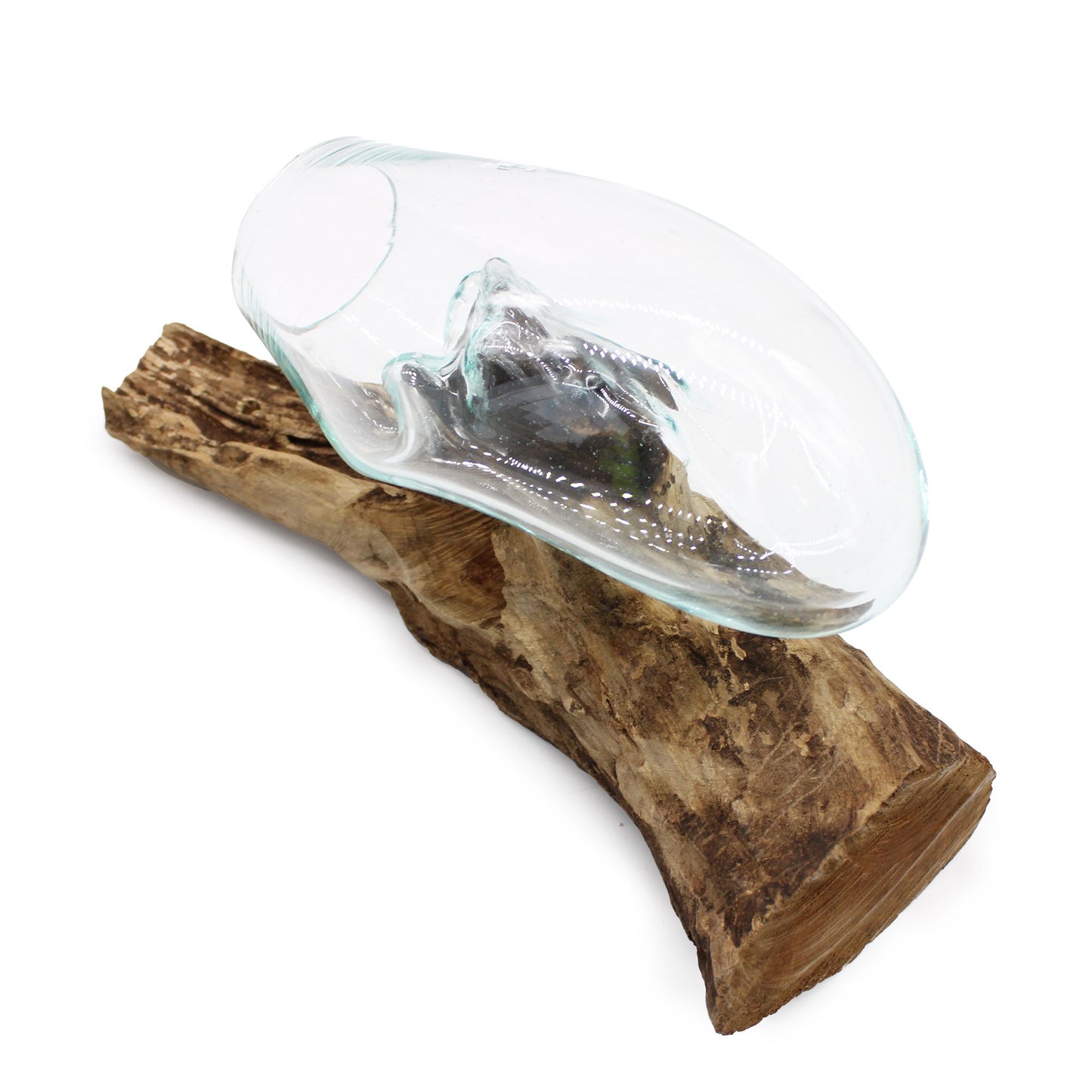 Molten Glass on Wood Hanging Bowl Wall Mounted