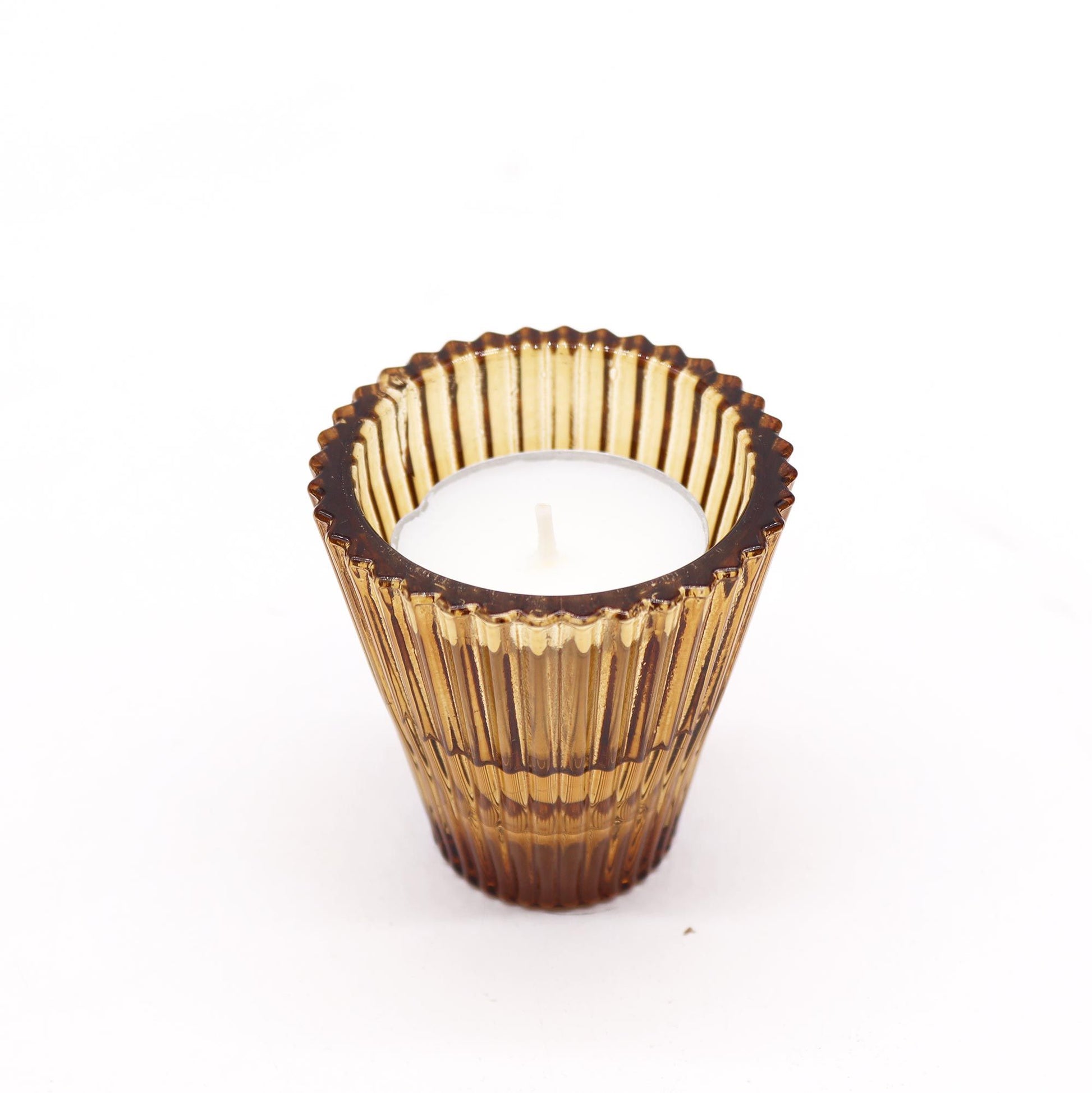 Reversible Candle Holder for Dinner Candles & Tealights – Antique Amber