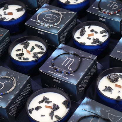 Zodiac Crystal Candle with Gemstone Bracelet – Virgo