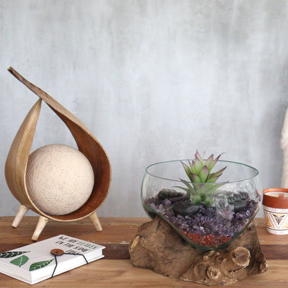 Molten Glass on Wood Open Bowl Large 20cm