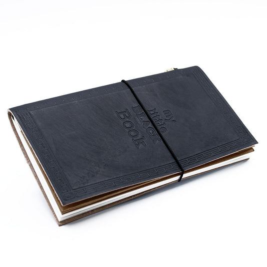 Handmade Leather Journal – My Little Black Book – Black (80 pages)