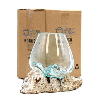 Molten Glass on Whitewash Wood Large Bowl