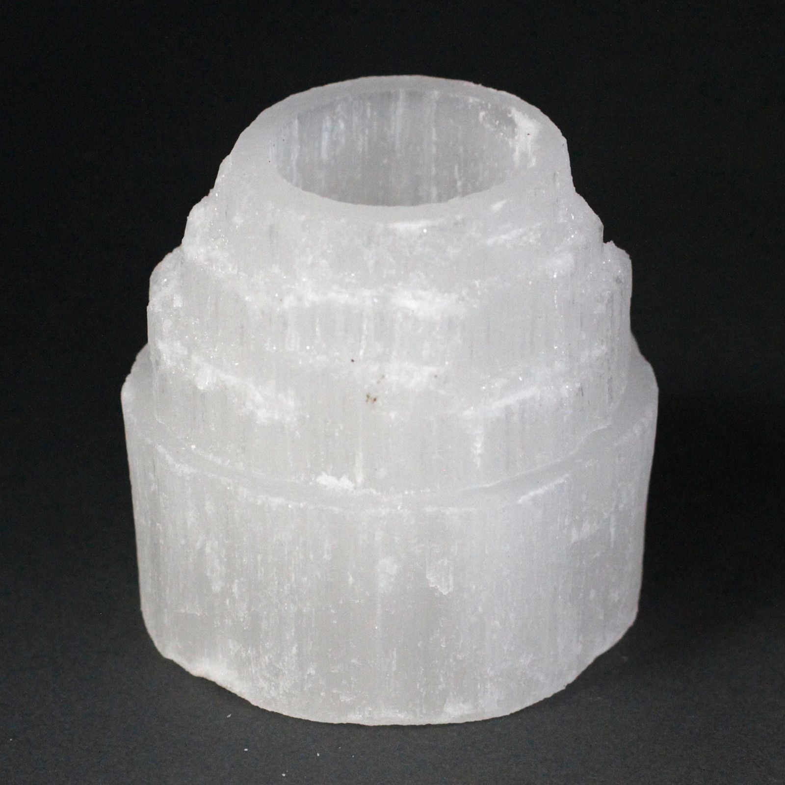 Selenite Candle Holder – Mountain Peak 8cm