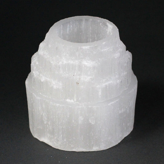 Selenite Candle Holder – Mountain Peak 8cm