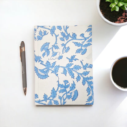 Cotton Bound Notebooks 20x15cm – 96 pages – Pale Blue Floral
