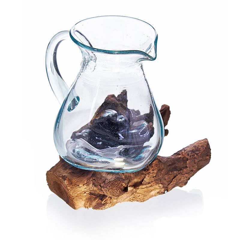 Molten Glass on Wood Water Jug 0.6L