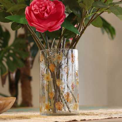 Floral Glass Candle Holder – Rosa Tall Vase (19 x 11cm)