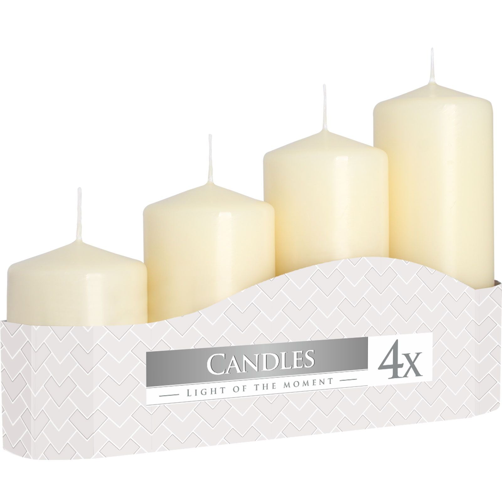 Ivory Pillar Candle Set – 50mm Multi-Height (11/16/22/33)