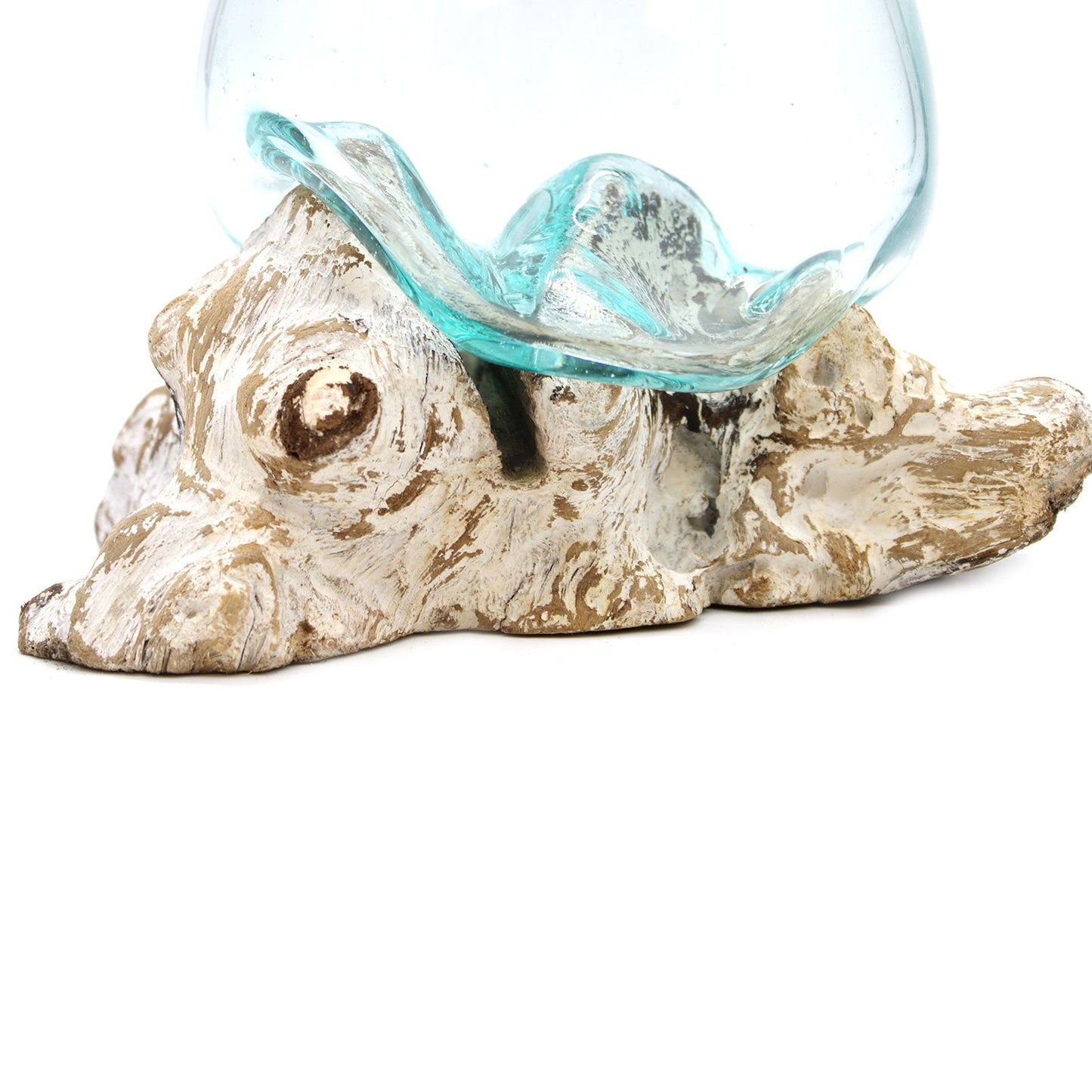 Molten Glass on Whitewash Wood Large Bowl