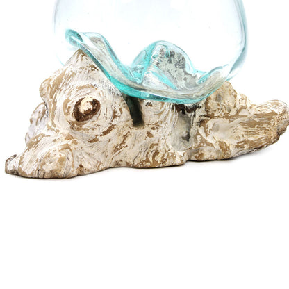 Molten Glass on Whitewash Wood Large Bowl