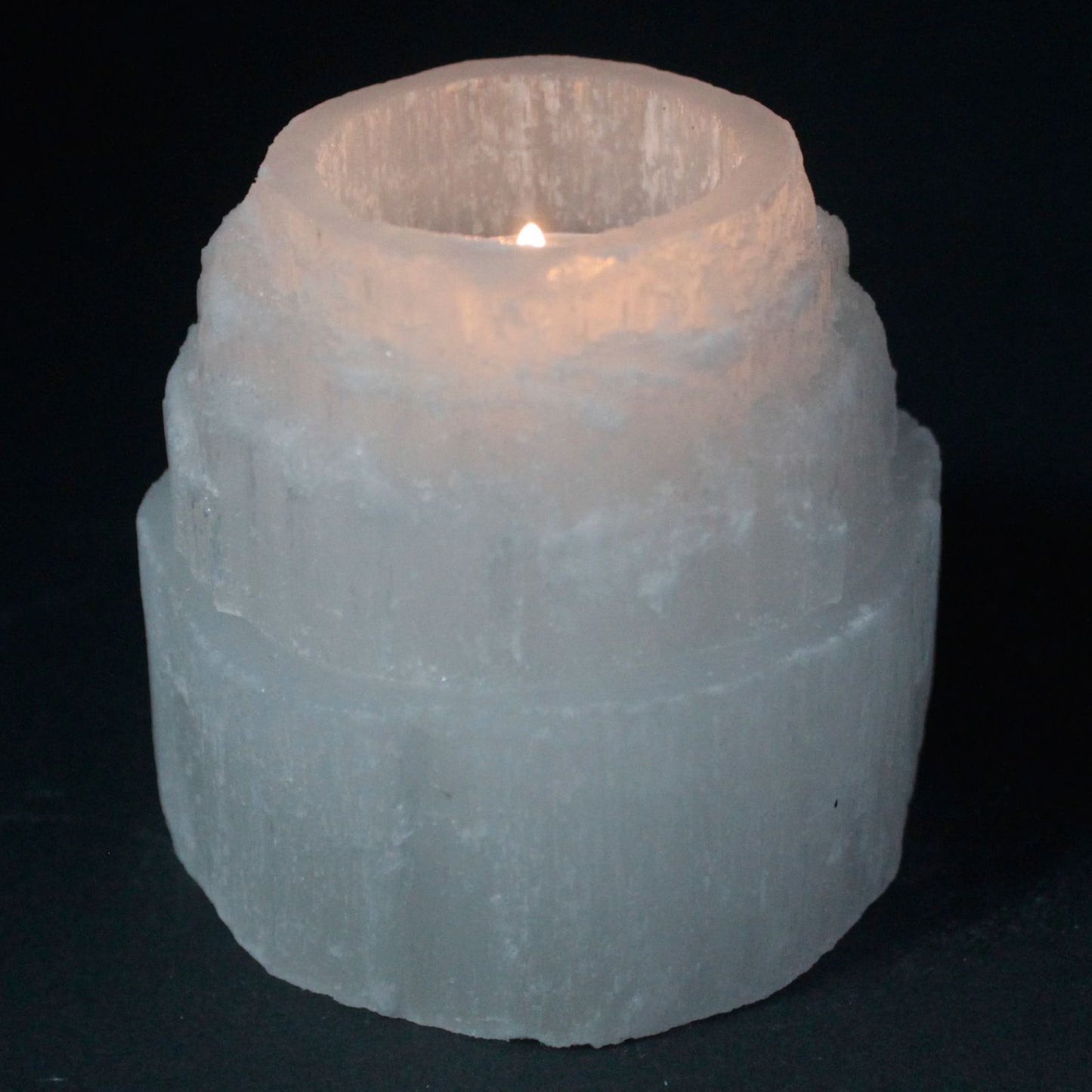 Selenite Candle Holder – Mountain Peak 8cm