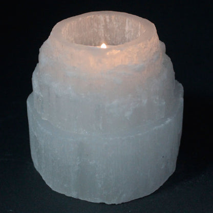 Selenite Candle Holder – Mountain Peak 8cm