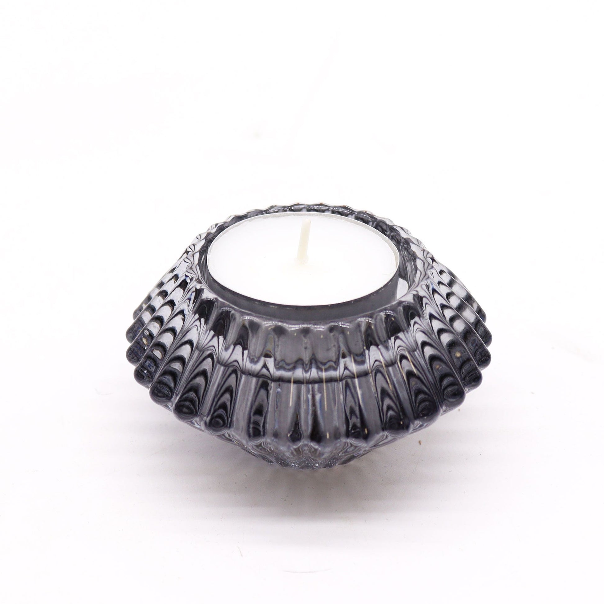 Flower Design Reversible Candle/Tealight Holder – Midnight Grey