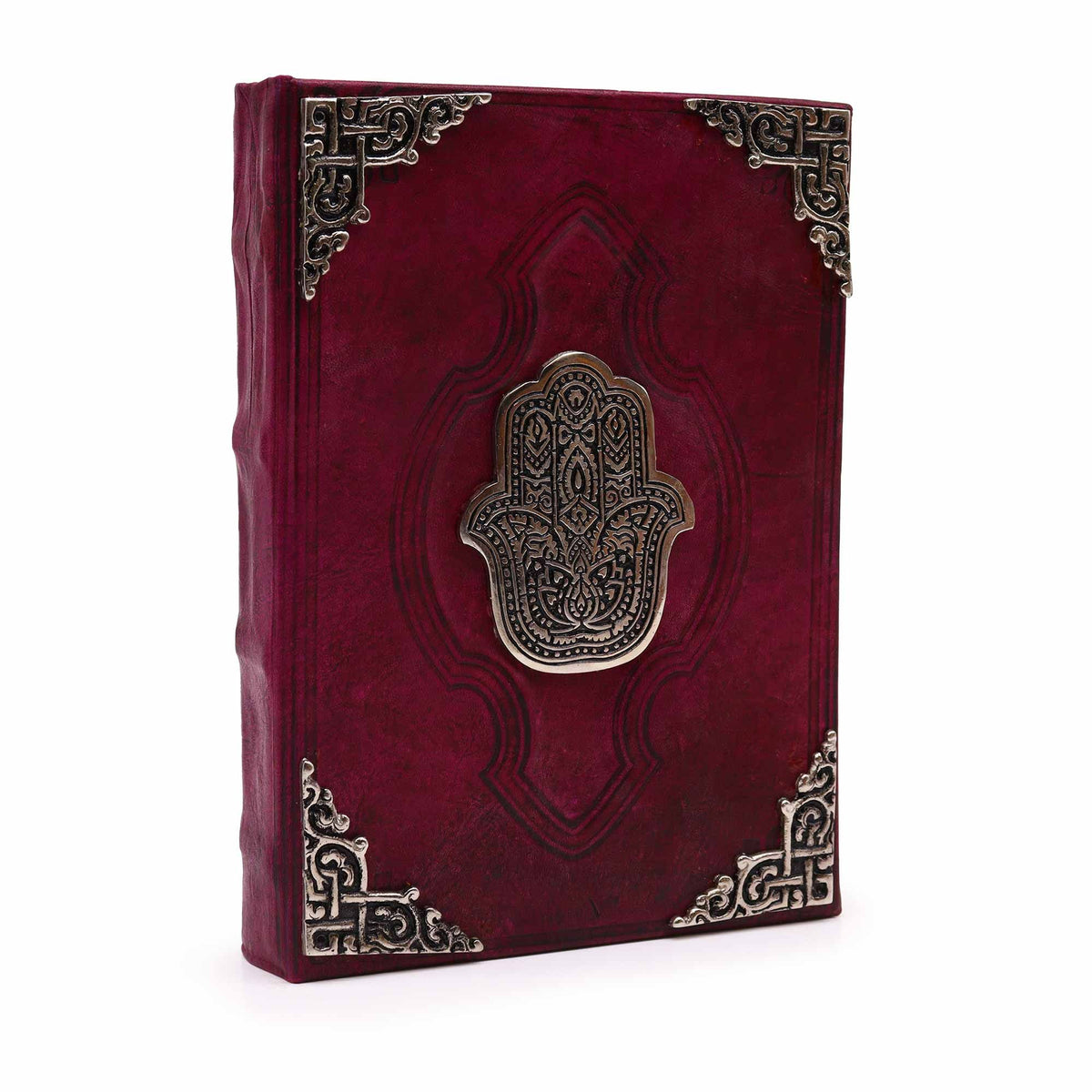 Hefty Red Tan Book – Zinc Hamsa Decor – 200 Deckle Edges Pages – 26x18cm