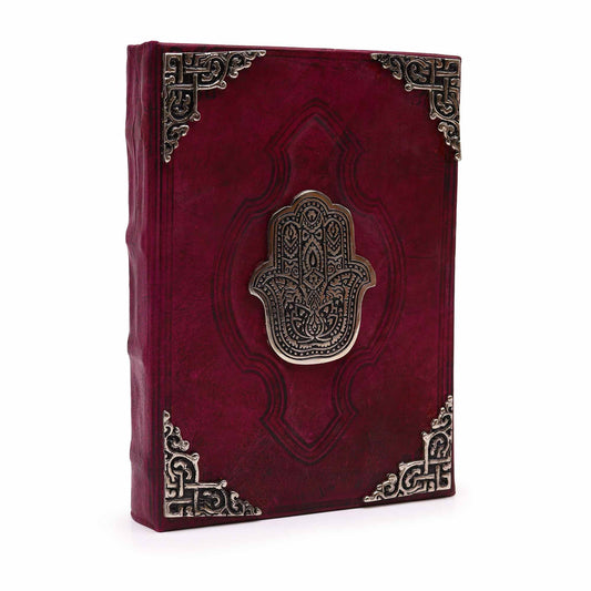 Hefty Red Tan Book – Zinc Hamsa Decor – 200 Deckle Edges Pages – 26x18cm