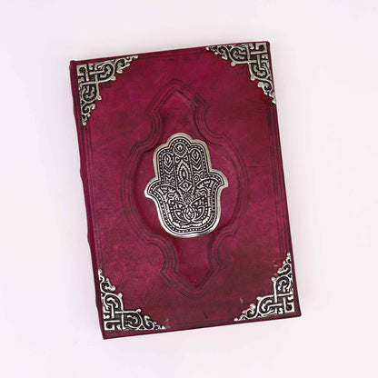Hefty Red Tan Book – Zinc Hamsa Decor – 200 Deckle Edges Pages – 26x18cm