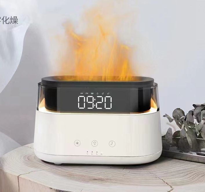 Modern LED Clock Flame Effect Aroma Diffuser