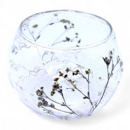 Floral Glass Candle Holder – Margarita Bowl (8 x 10cm)