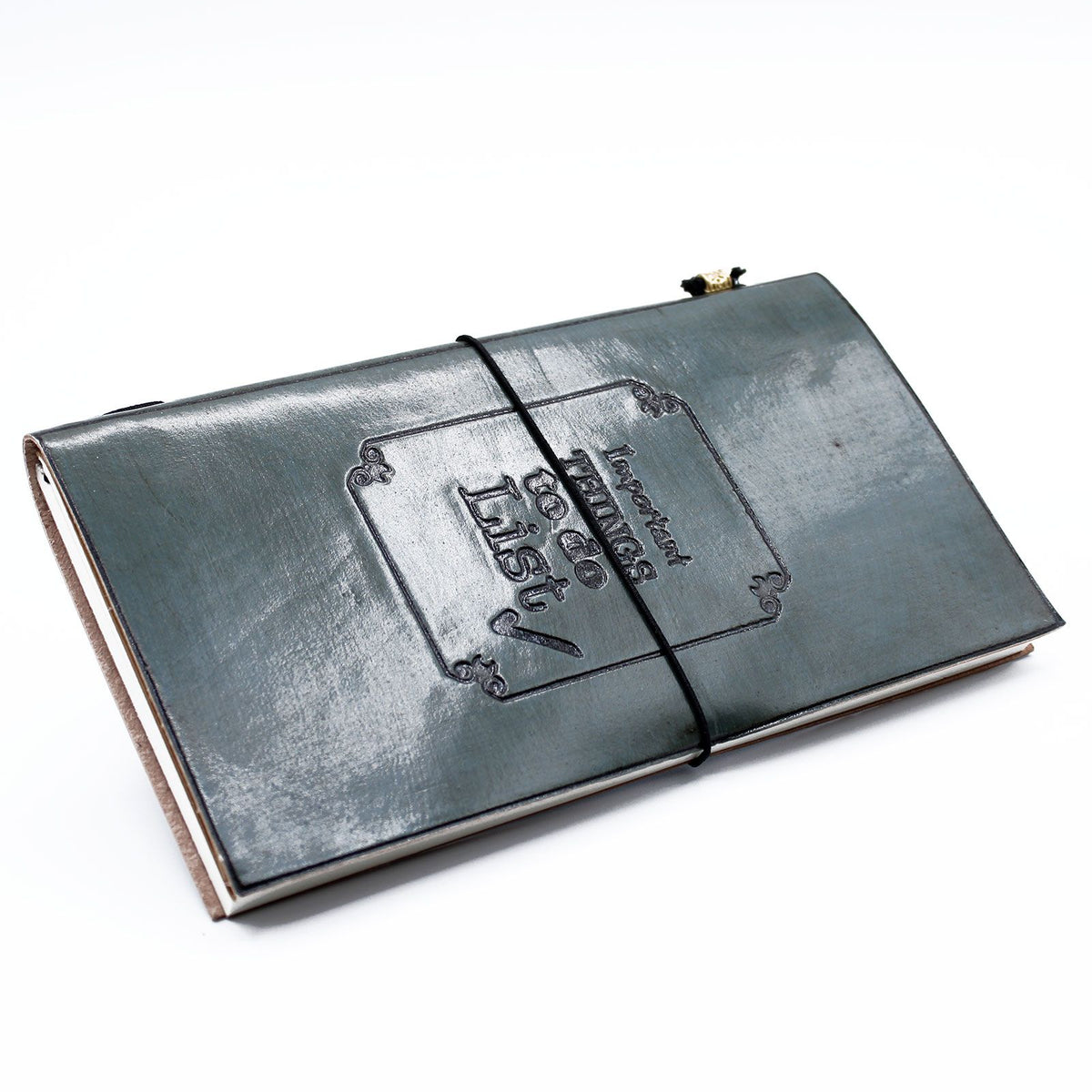 Handmade Leather Journal – Important Things To Do – Grey (80 pages)