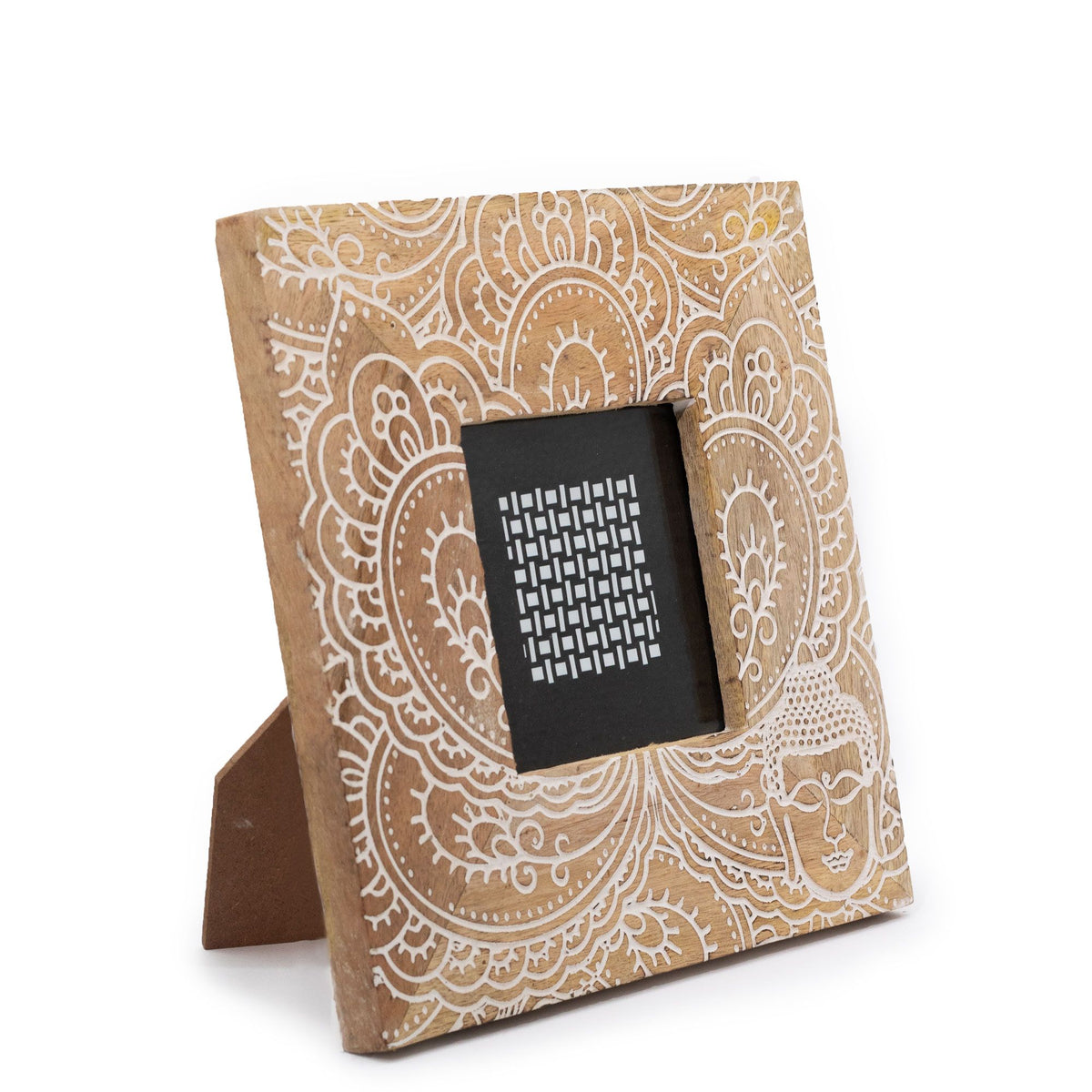 Buddha Mango Wood Photo Frame 10x10cm – White Design
