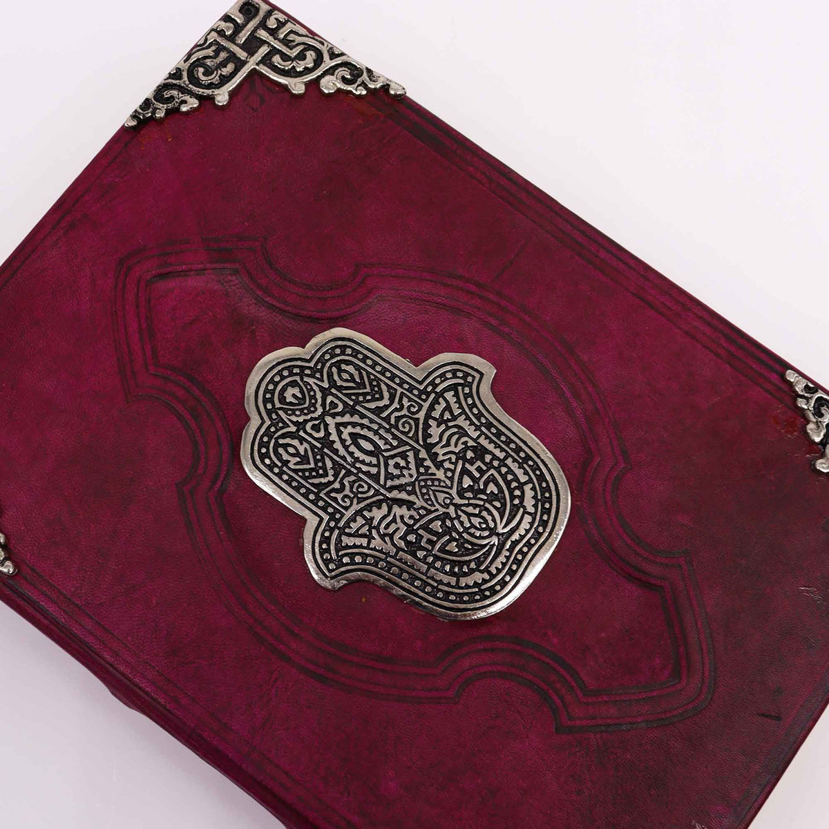 Hefty Red Tan Book – Zinc Hamsa Decor – 200 Deckle Edges Pages – 26x18cm