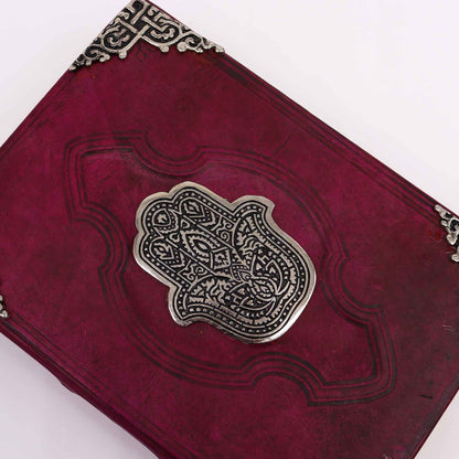 Hefty Red Tan Book – Zinc Hamsa Decor – 200 Deckle Edges Pages – 26x18cm