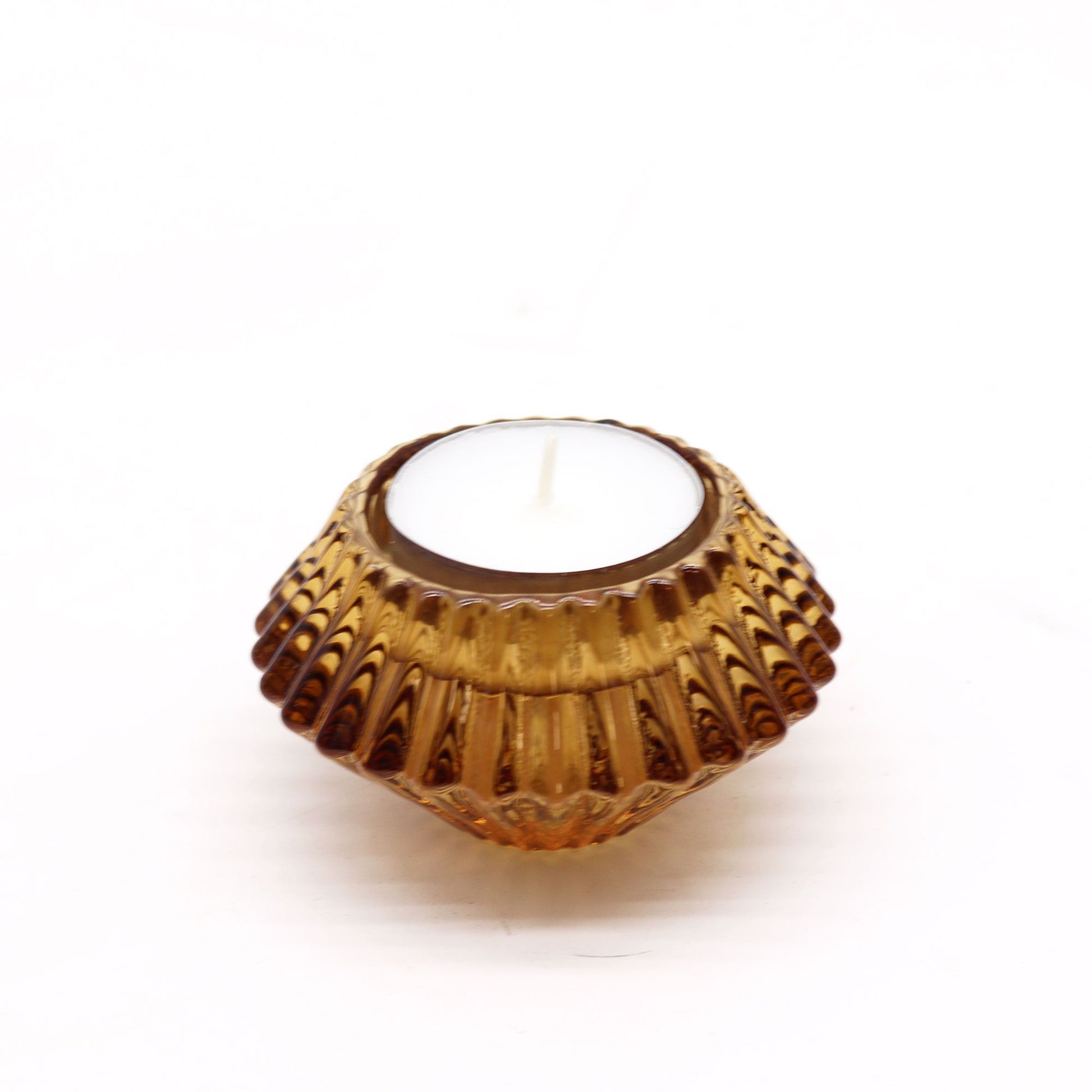 Flower Design Reversible Candle/Tealight Holder – Antique Amber