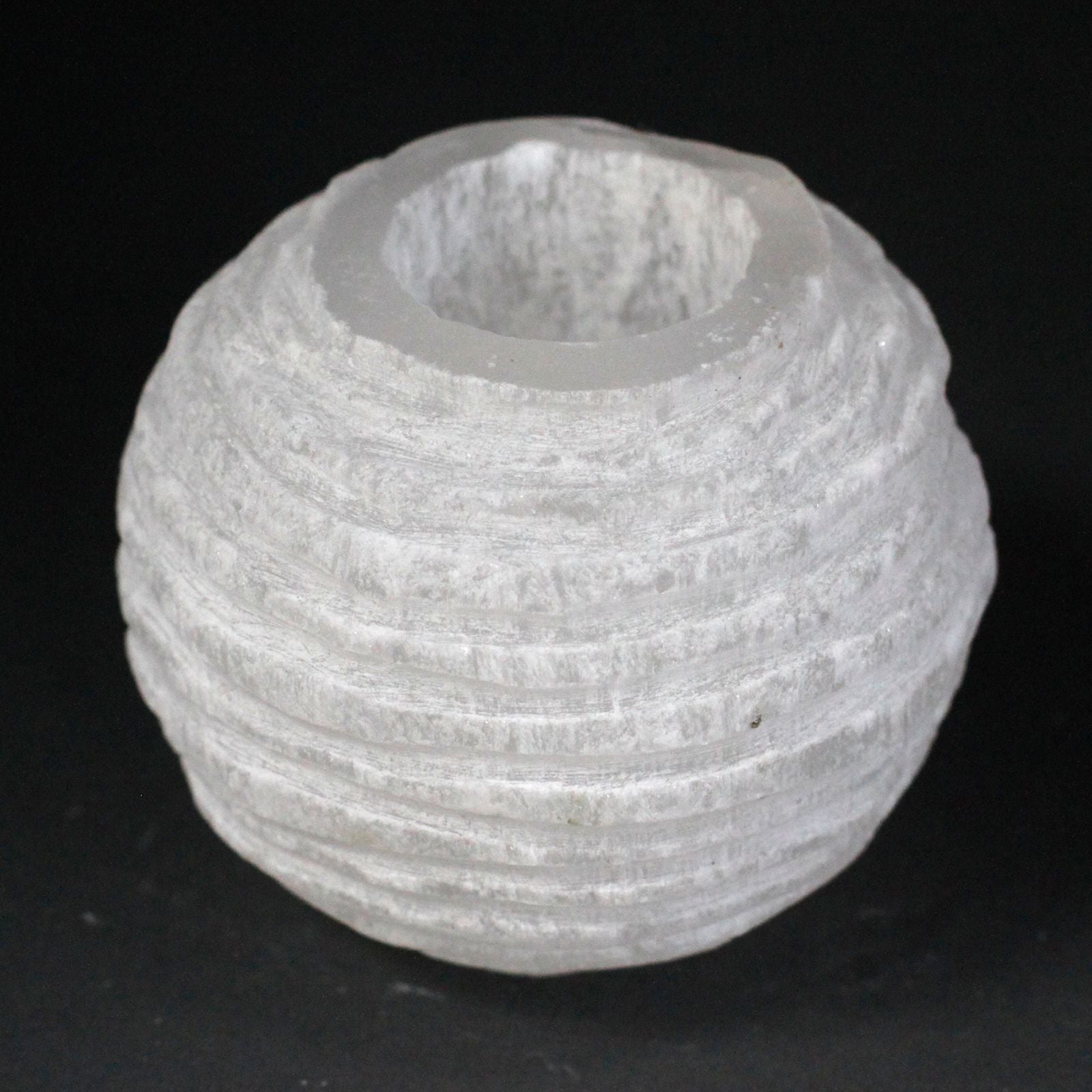 Selenite Snowball Candle Holder – 8cm