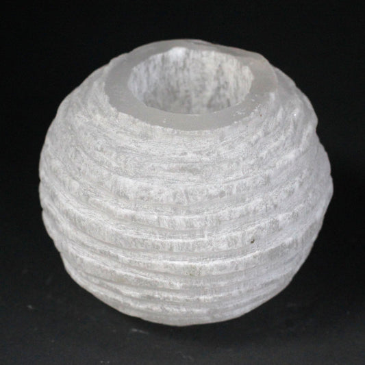 Selenite Snowball Candle Holder – 8cm