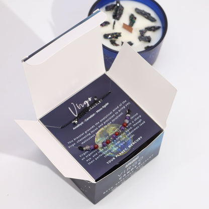 Zodiac Crystal Candle with Gemstone Bracelet – Virgo