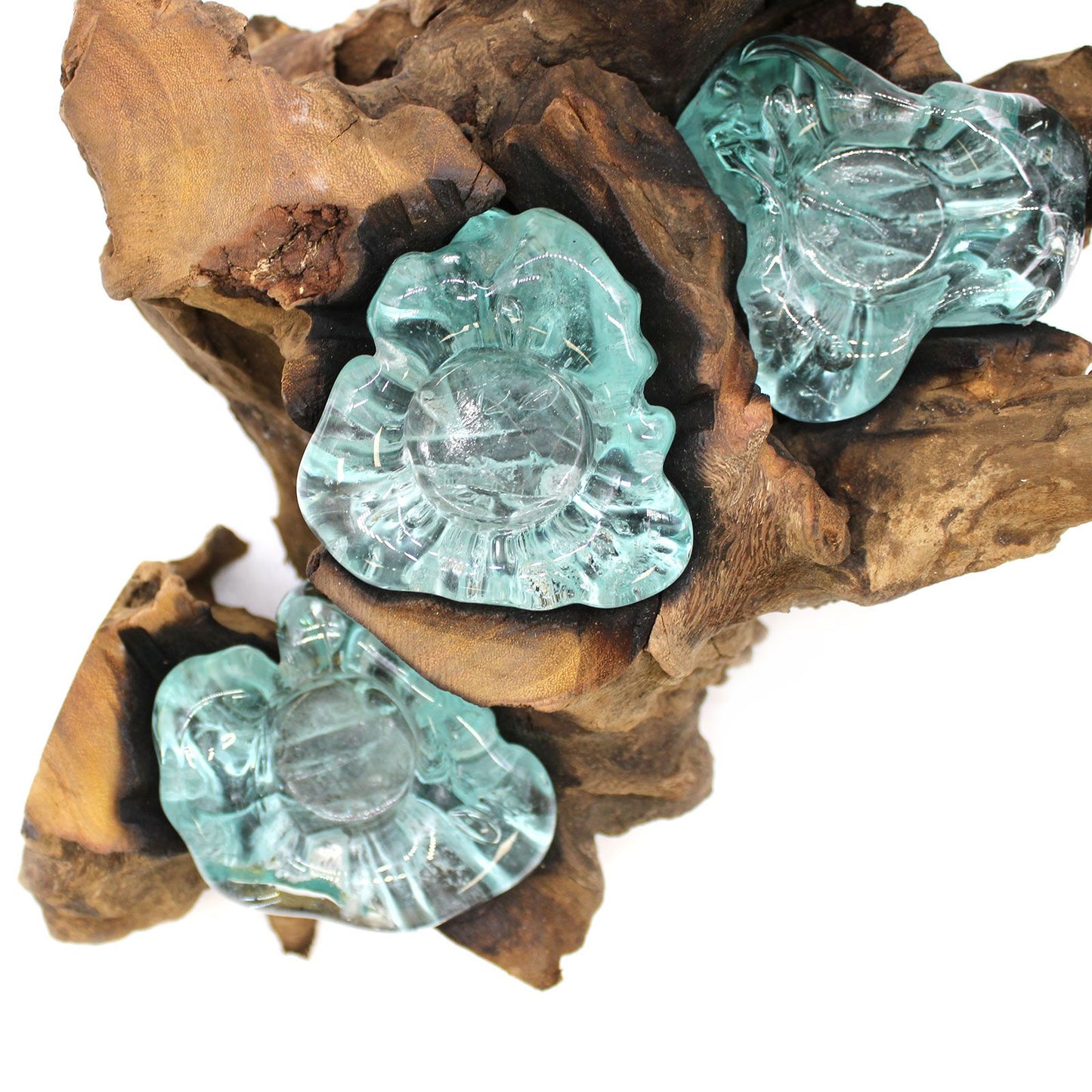 Molten Glass Five Candle Holder on Wood